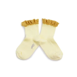 Collegien Sock Brigitte - Chaussettes Hautes A Cotes Avec Volant Vichy 039 Vanille