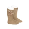 Condor Knee High Socks With Bow Camel 326