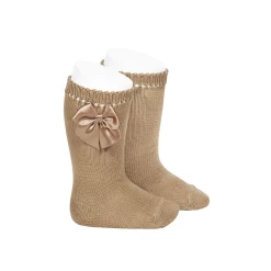 Condor Knee High Socks With Bow Camel 326