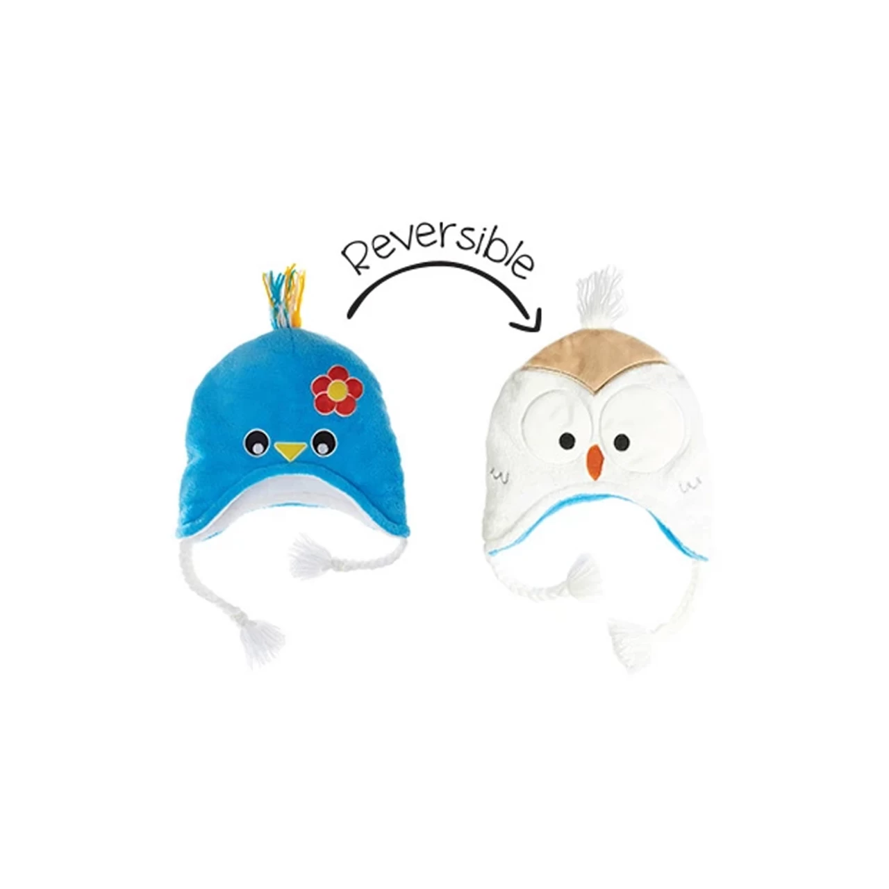 Flapjacks Reversible Winter Hat Bluebird/Snowy Owl