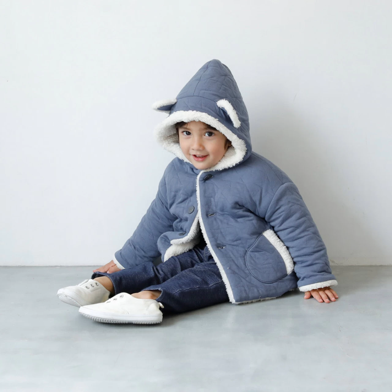 Hoppetta 10mois Quilt Coat 21FW Blue - Image 4