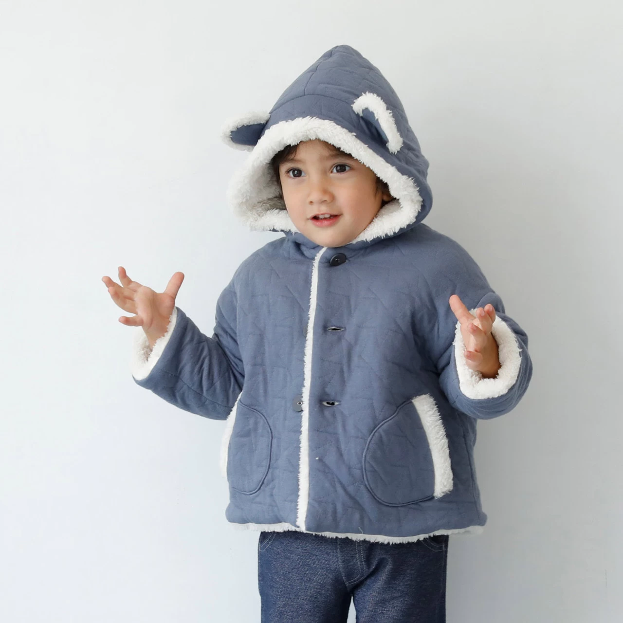 Hoppetta 10mois Quilt Coat 21FW Blue - Image 2