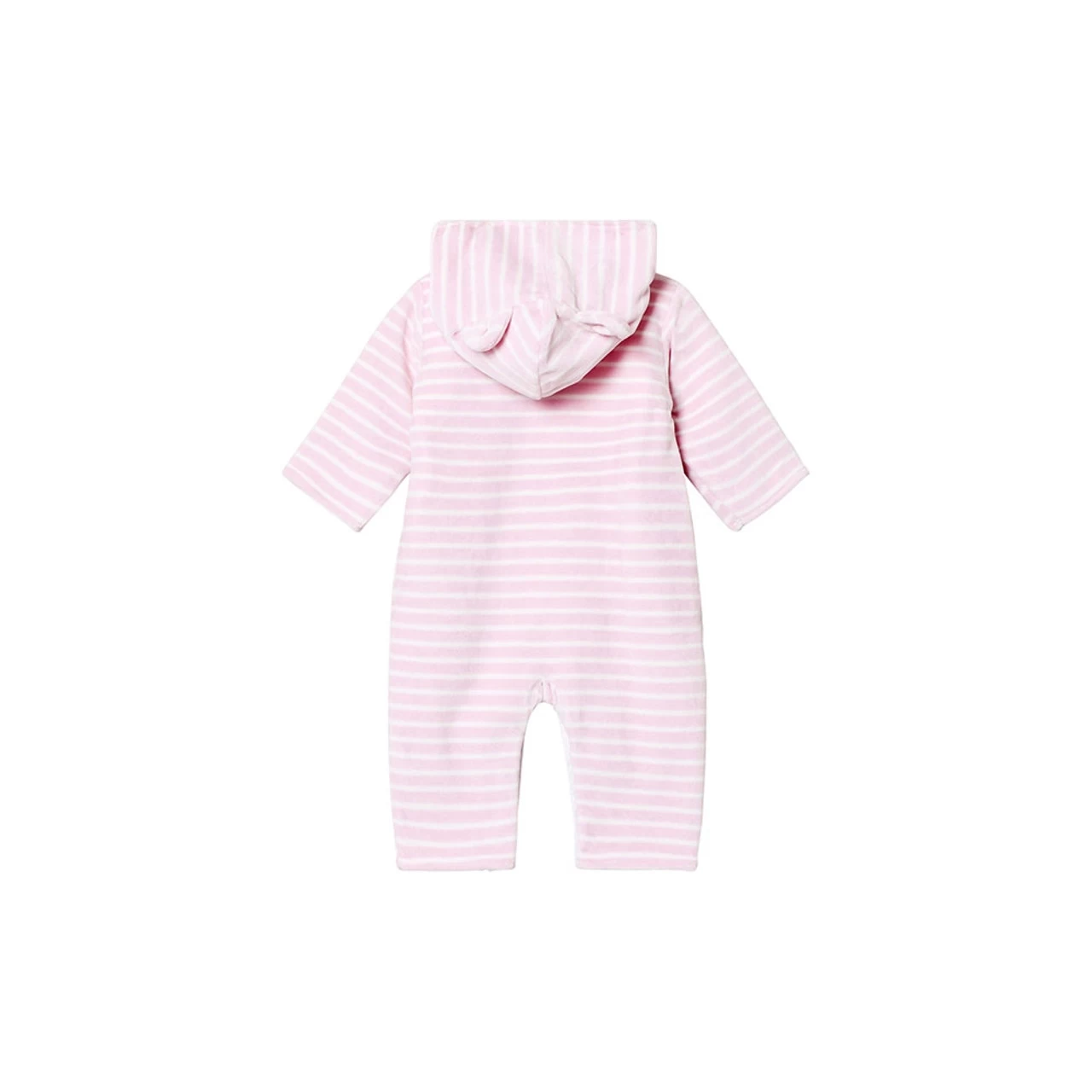 Kissy Kissy Nature's Nursery Velour Stripe Hooded Playsuit Pink - Image 2