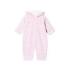Kissy Kissy Nature's Nursery Velour Stripe Hooded Playsuit Pink
