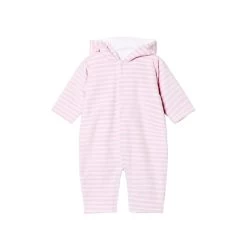 Kissy Kissy Nature's Nursery Velour Stripe Hooded Playsuit Pink
