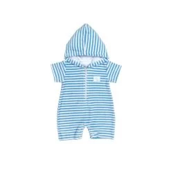 Kissy Kissy Wee Whales Terry Stripe Hooded Beach BLUE