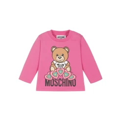 MOSCHINO LONG SLEEVE T SHIRT WITH BEAR TOY GRAPHIC