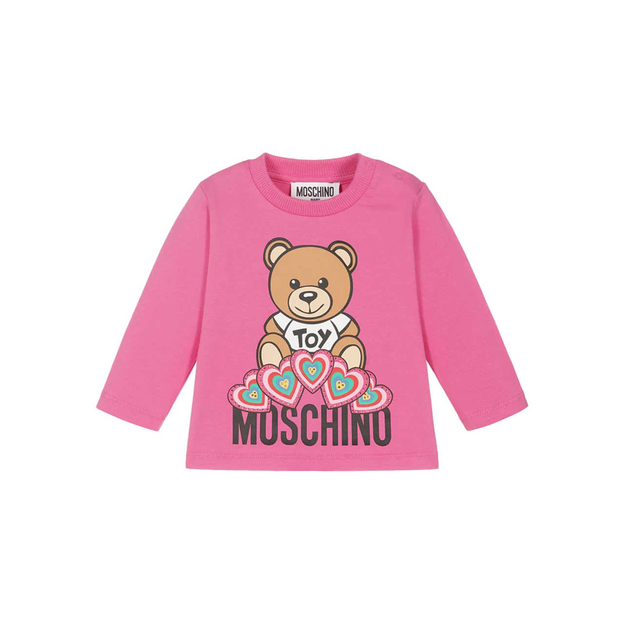 MOSCHINO LONG SLEEVE T SHIRT WITH BEAR TOY GRAPHIC