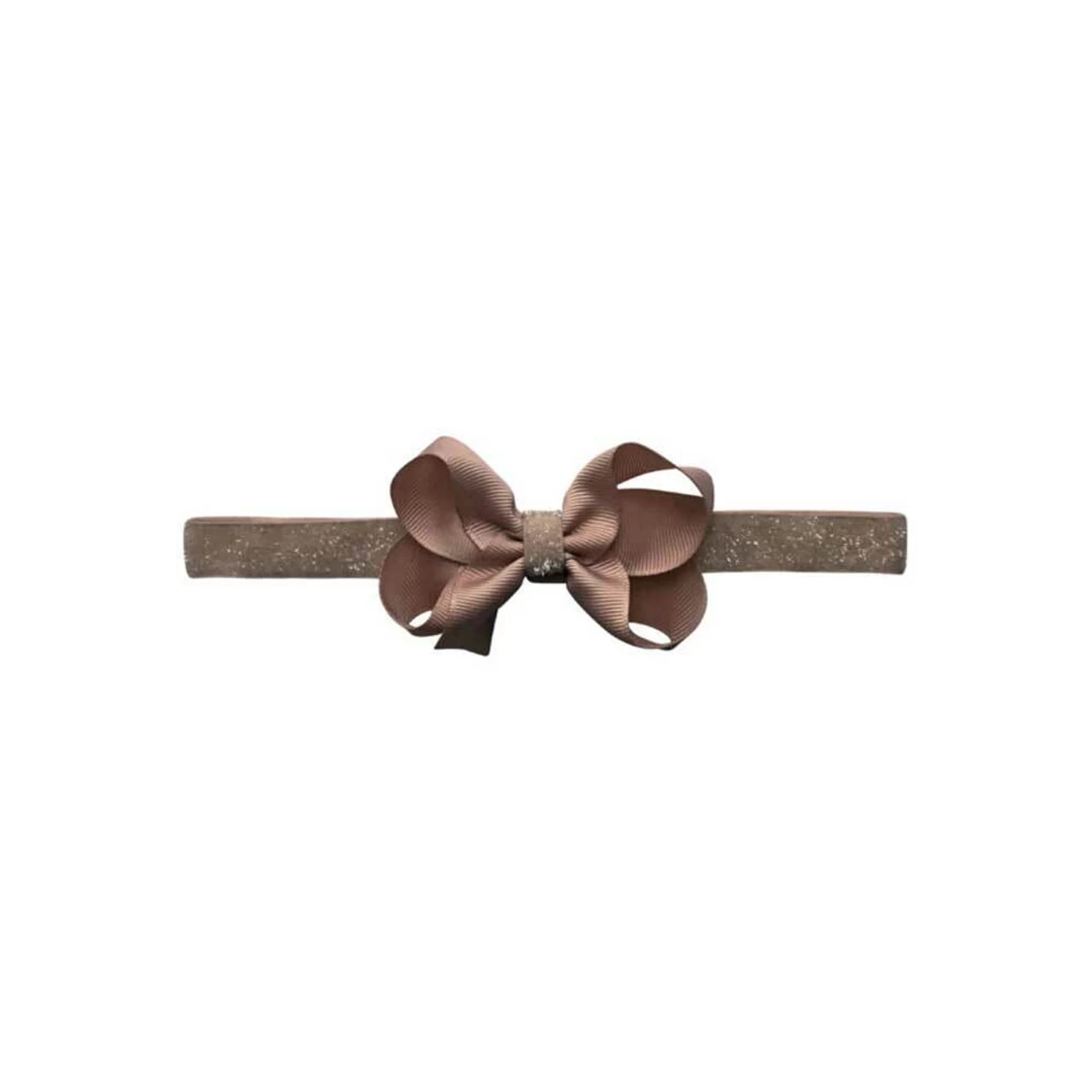 Milledeux Colored Glitter Medium Bow Hairband Chocolate 3-24M