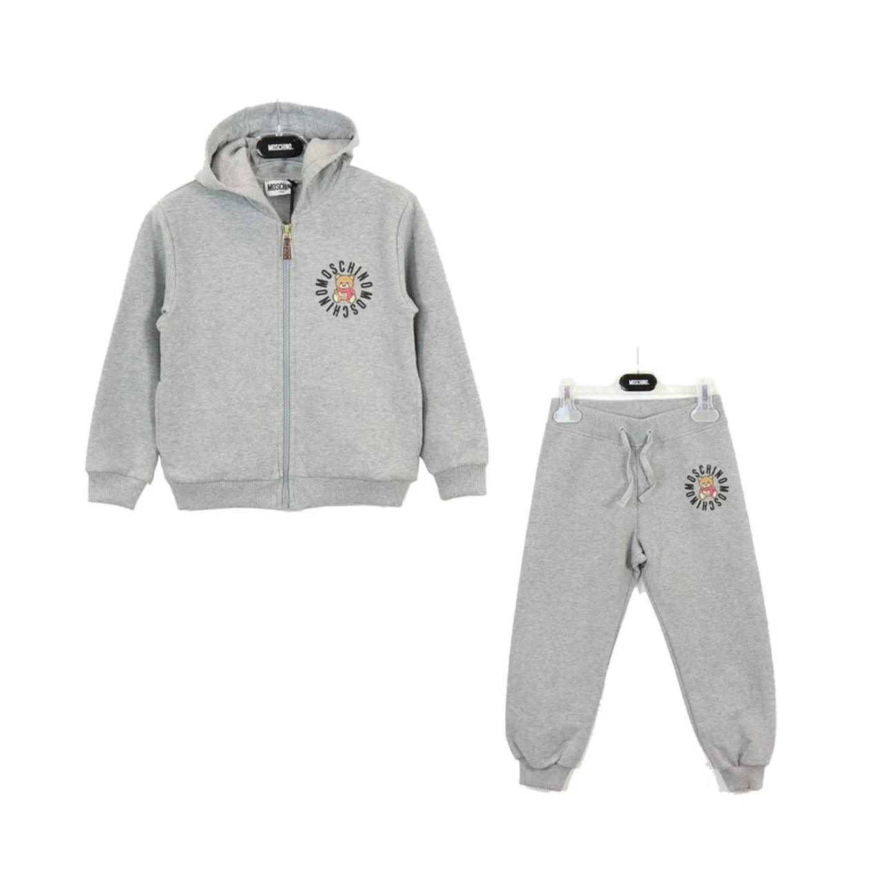 Moschino 2 PCS Hooded Zip Up Track Set With Logo Bear