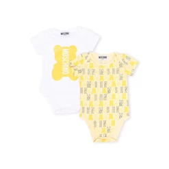 Moschino Bodysuit Gift Logo 2PK Yellow 22SS