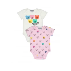 Moschino Bodysuit Gift TeddyB Multicolor 2PK 22SS Pink