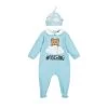 Moschino LS FOOTIE AND HAT SET WITH CLOUD DETAIL IN BOX 3/6M