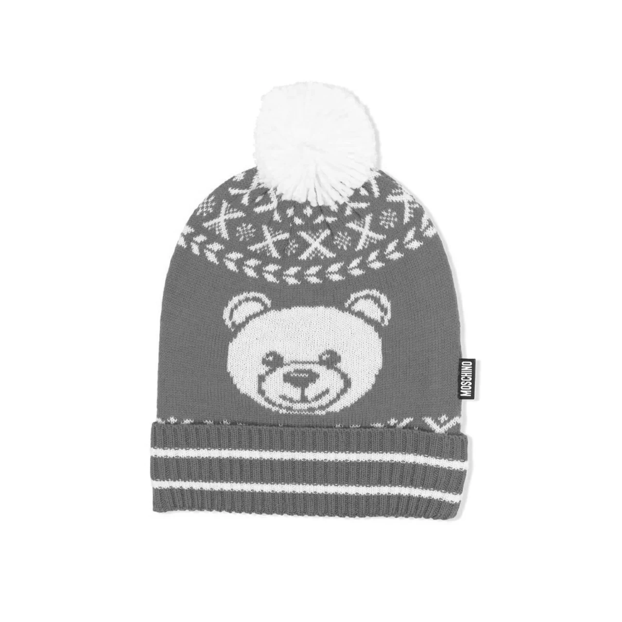 Moschino WR Pattern Pompom Hat W BR Grey 21FW