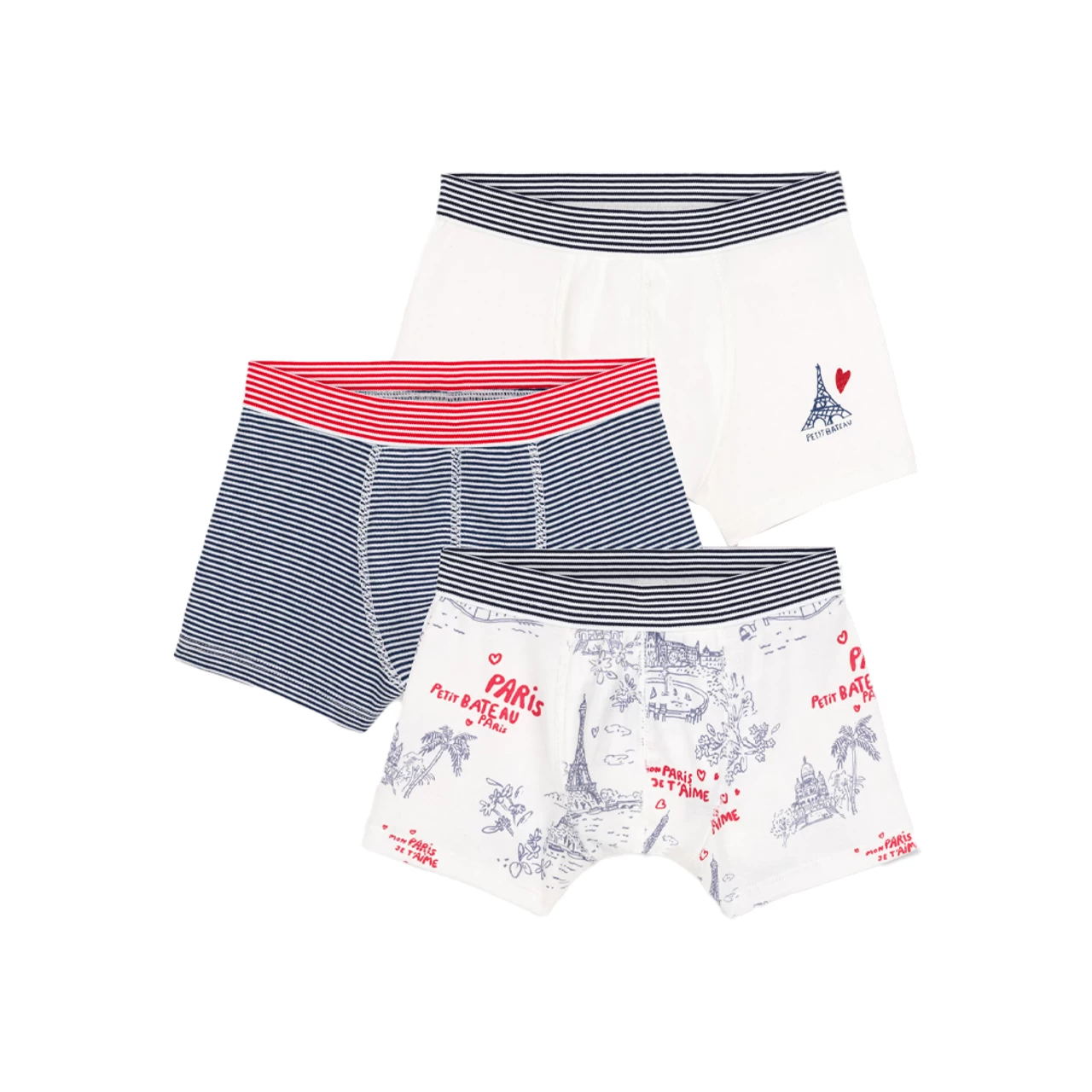 PETIT BATEAU 3 BOXERS EIFFEL TOWER