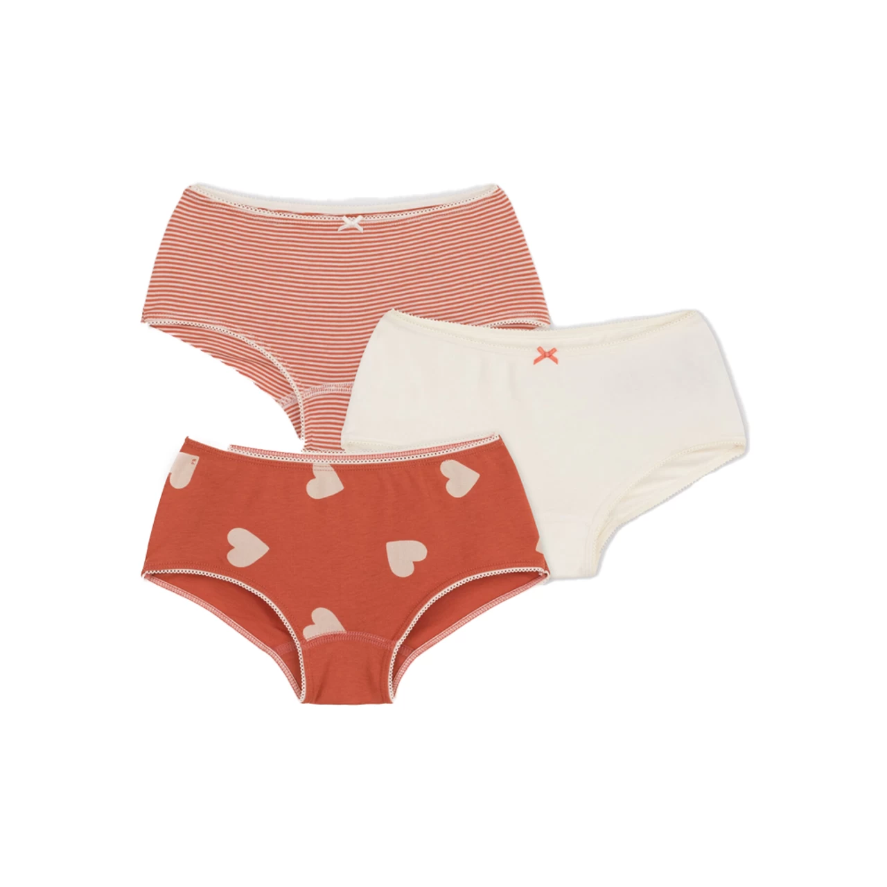 PETIT BATEAU 3 SHORTIES RED & WHITE
