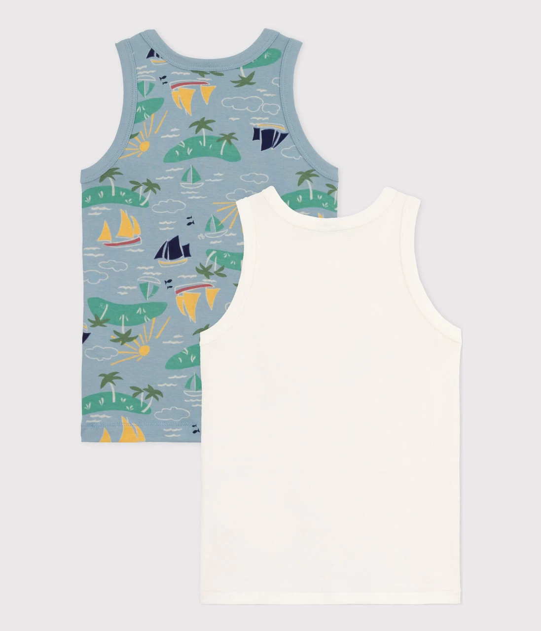 Petit Bateau 2 Debardeurs Vest ORIGIN Morocco Boat & Blue Island - Image 2