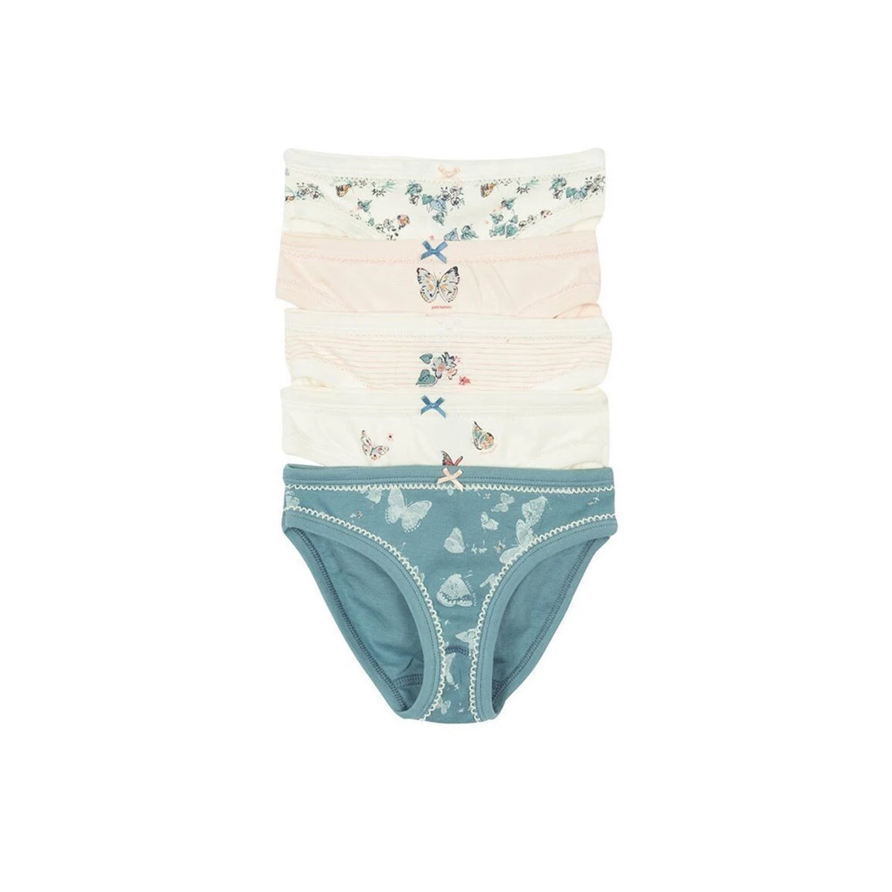 Petit Bateau Set Of 5 Girl's Briefs Butterfly