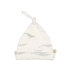 Red Caribou Knotted Beanie Passing Whales Eco White