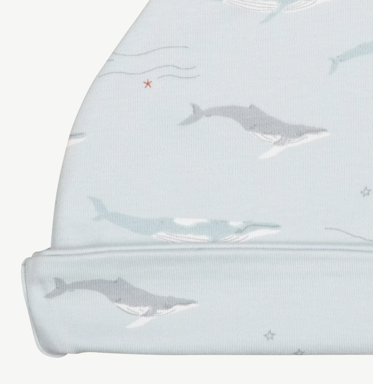 Red Caribou Knotted Beanie Passing Whales Winter Sky - Image 2