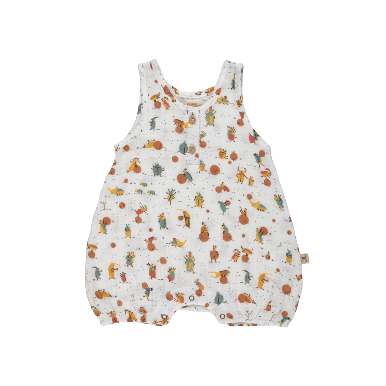 Red Caribou Muslin Romper SS22 Juggling Beetles