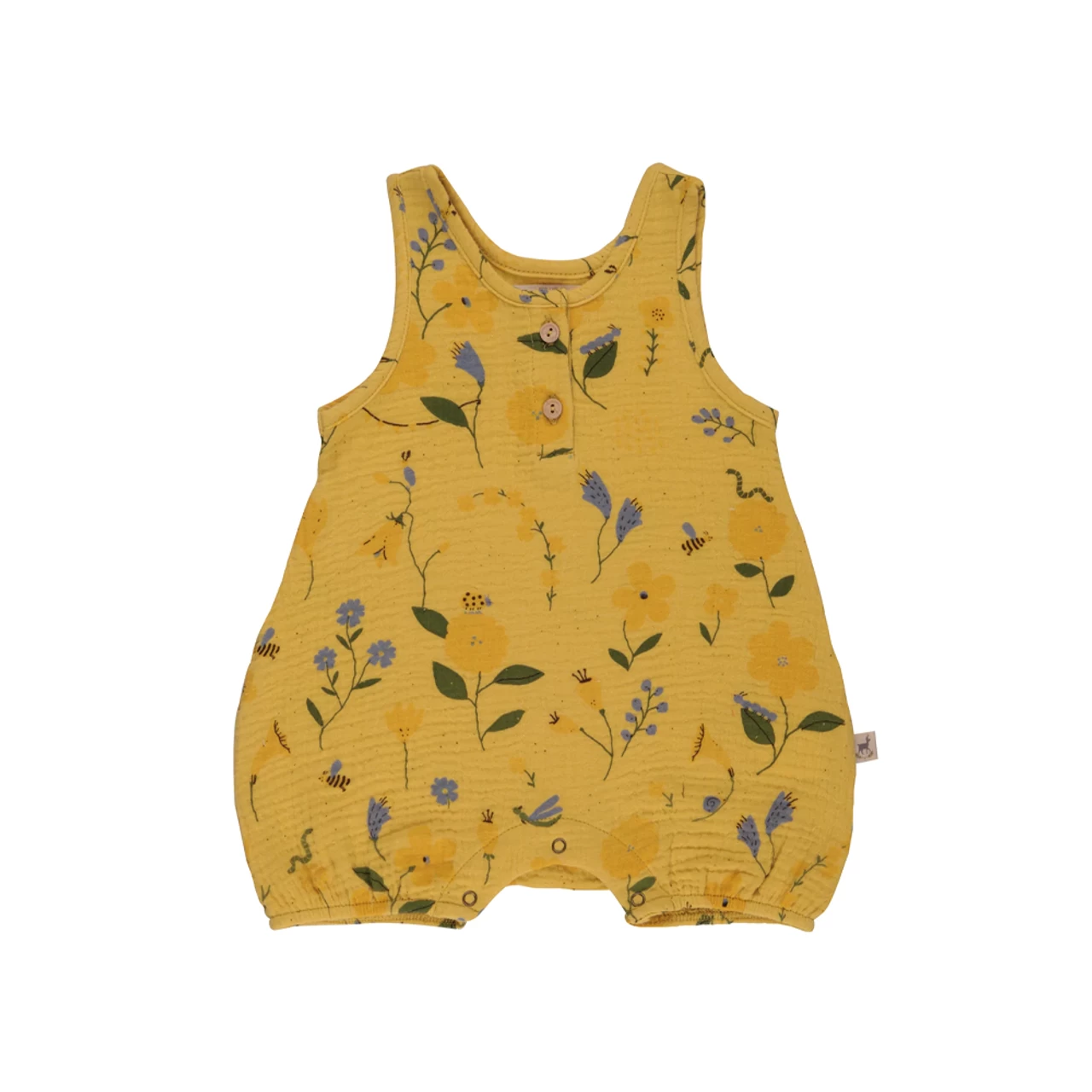 Red Caribou Muslin Romper SS22 Spring Blossom - Amber Yellow