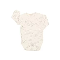 Red Caribou Ribbed Kimono Onesie Schooling Fish Ivory