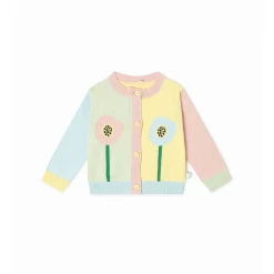 Stella McCartney Girl Color Block Cardigan With Flower