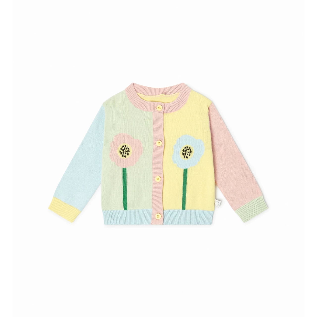 Stella McCartney Girl Color Block Cardigan With Flower